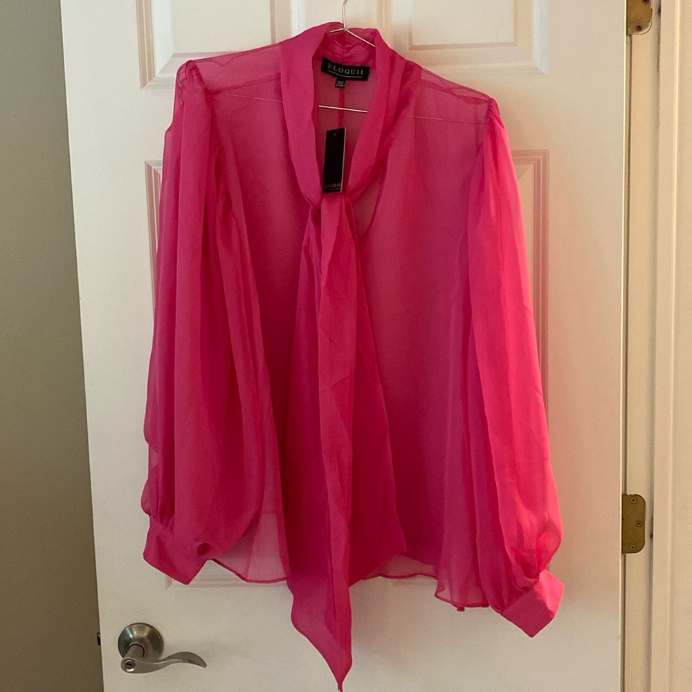 Eloquii Pink Sheer Blouse